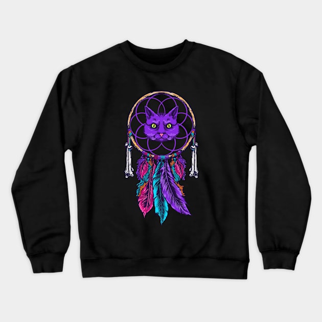 Cat Dreamcatcher Illustration Crewneck Sweatshirt by Invectus Studio Store